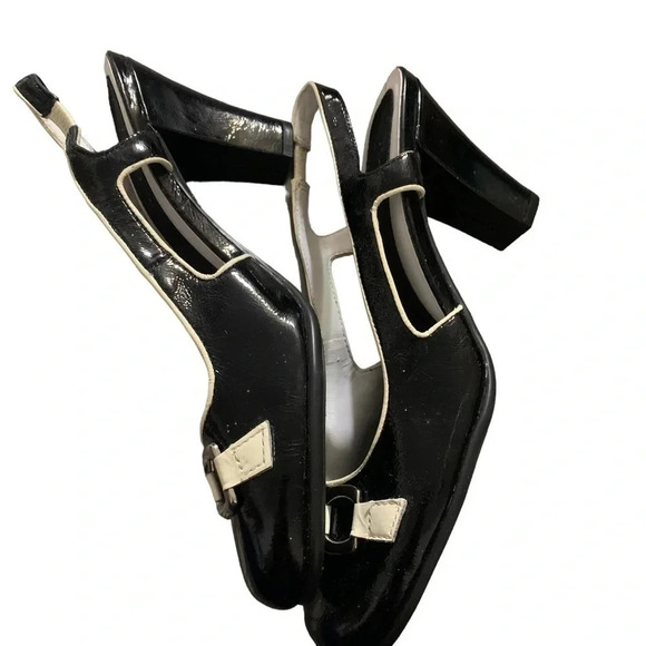 AEROSOLES women's black and cream heels size 7 1/2 - Picture 3 of 6